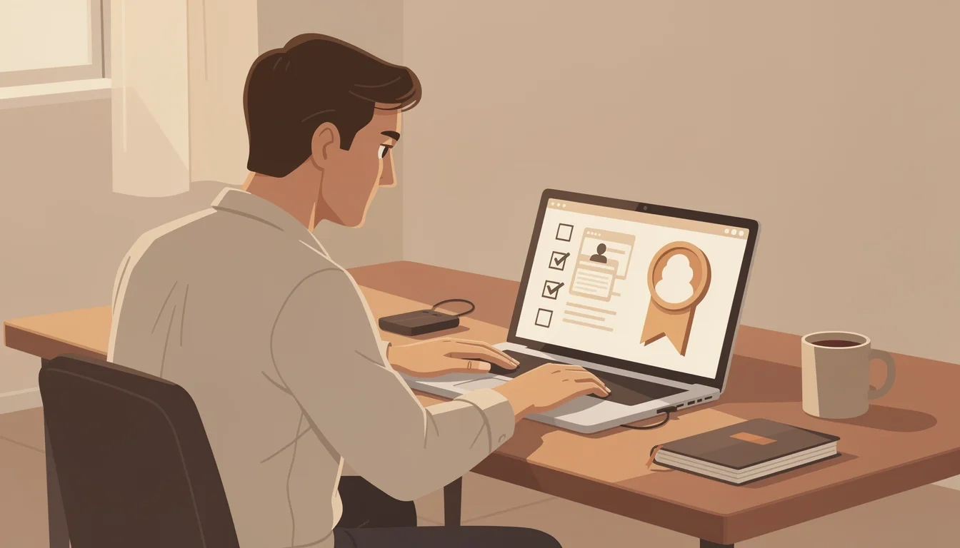Persona revisando en un portátil una guía de comprobación de casino online