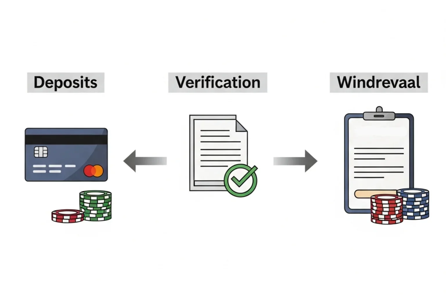 Esquema de pagos, verificación y retirada en una mesa de análisis