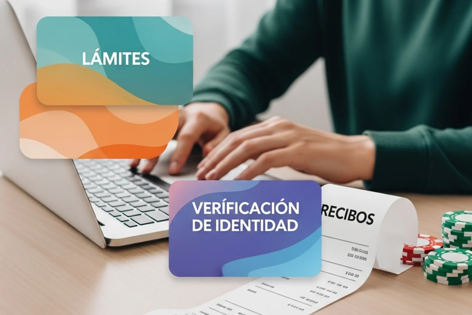 Persona revisando condiciones de depósito y retirada en una mesa ordenada