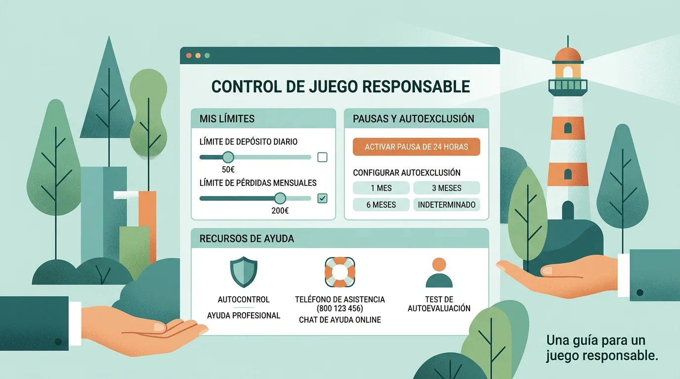 Panel sereno con límites de juego y herramientas de protección personal